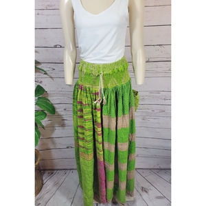 Green and Pink Striped Mini Skirt